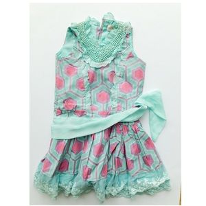 NWOT- Trish Scully blue dress with bead neckline - 2T